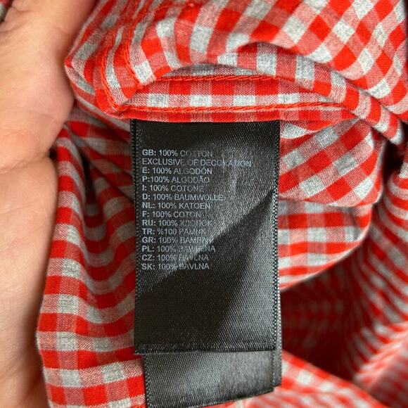 The North Face Mens Button Up Long Sleeve Shirt Size Medium Red Gray Check - Picture 6 of 6